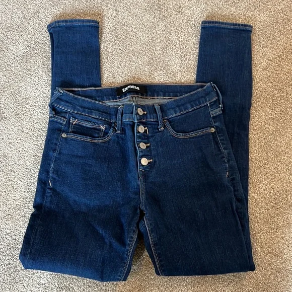 Express Stretch Denim Perfect Mid Rise Legging Jeans 8R - Picture 3 of 9